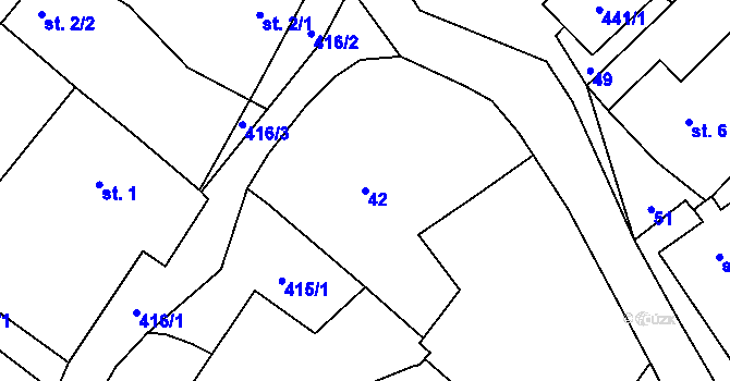 Parcela st. 42 v KÚ Horky, Katastrální mapa