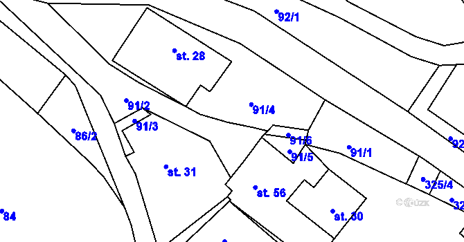 Parcela st. 88/2 v KÚ Horky, Katastrální mapa