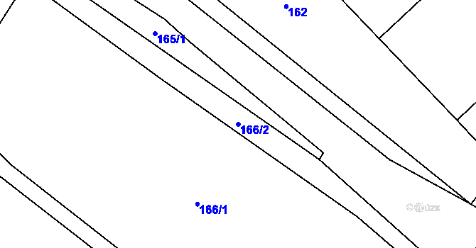 Parcela st. 166/2 v KÚ Horky, Katastrální mapa