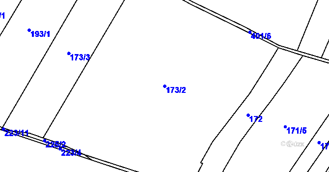 Parcela st. 173/2 v KÚ Horky, Katastrální mapa