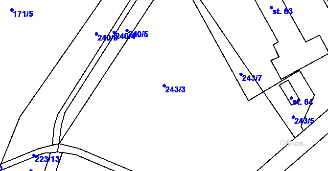 Parcela st. 243/3 v KÚ Horky, Katastrální mapa