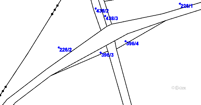 Parcela st. 396/3 v KÚ Horky, Katastrální mapa