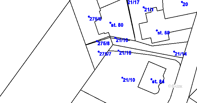 Parcela st. 275/7 v KÚ Horky, Katastrální mapa