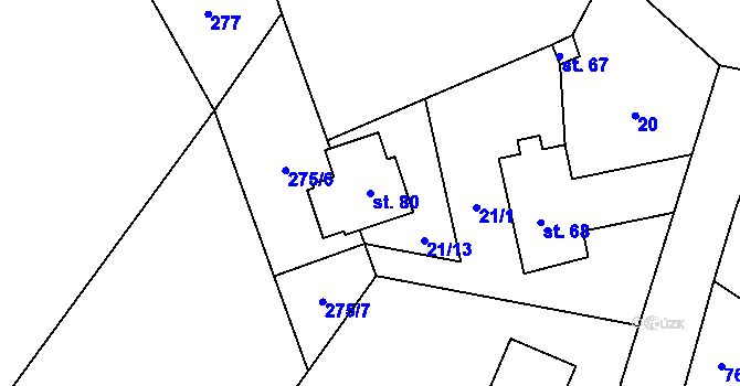 Parcela st. 80 v KÚ Horky, Katastrální mapa