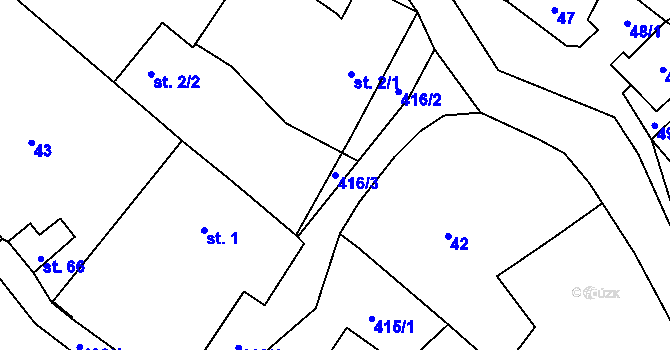 Parcela st. 416/3 v KÚ Horky, Katastrální mapa