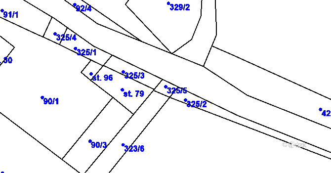 Parcela st. 325/5 v KÚ Horky, Katastrální mapa