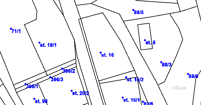 Parcela st. 16 v KÚ Horky nad Jizerou, Katastrální mapa