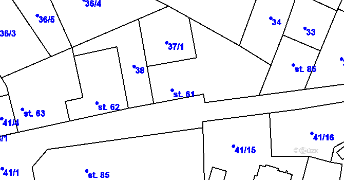 Parcela st. 61 v KÚ Horky nad Jizerou, Katastrální mapa