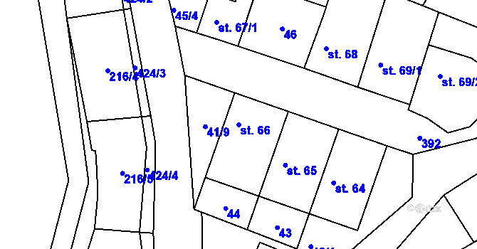 Parcela st. 66 v KÚ Horky nad Jizerou, Katastrální mapa