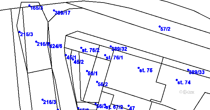 Parcela st. 76/1 v KÚ Horky nad Jizerou, Katastrální mapa