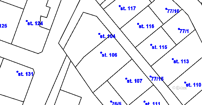 Parcela st. 106 v KÚ Horky nad Jizerou, Katastrální mapa