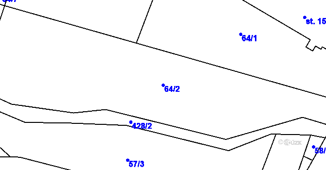 Parcela st. 64/2 v KÚ Horky nad Jizerou, Katastrální mapa