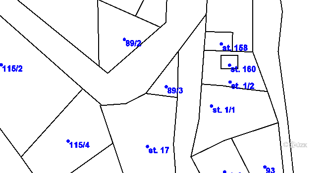 Parcela st. 89/3 v KÚ Horky nad Jizerou, Katastrální mapa