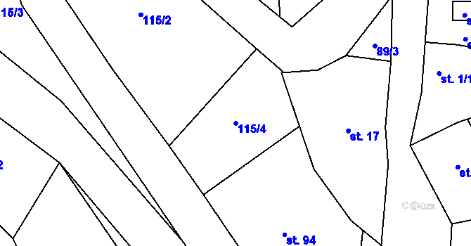 Parcela st. 115/4 v KÚ Horky nad Jizerou, Katastrální mapa