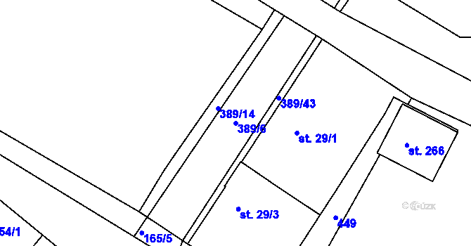 Parcela st. 389/6 v KÚ Horky nad Jizerou, Katastrální mapa