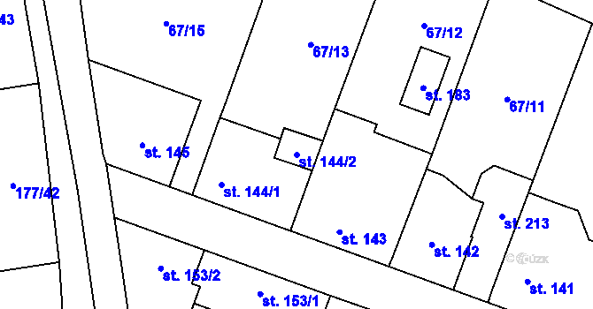 Parcela st. 144/2 v KÚ Horky nad Jizerou, Katastrální mapa