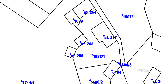 Parcela st. 255 v KÚ Horní Bečva, Katastrální mapa