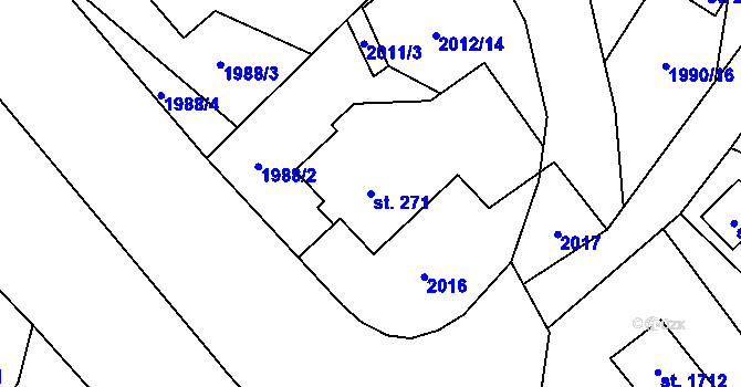 Parcela st. 271 v KÚ Horní Bečva, Katastrální mapa