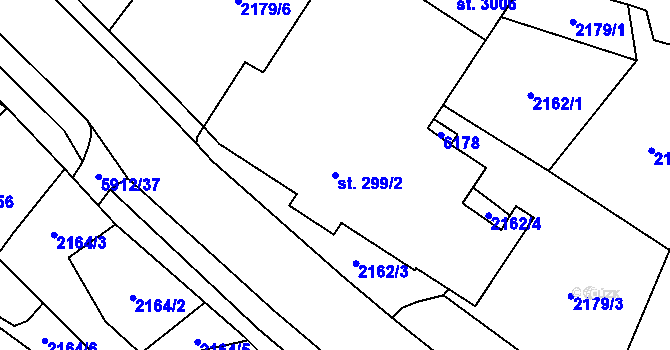 Parcela st. 299/2 v KÚ Horní Bečva, Katastrální mapa