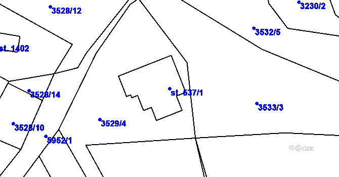 Parcela st. 537/1 v KÚ Horní Bečva, Katastrální mapa