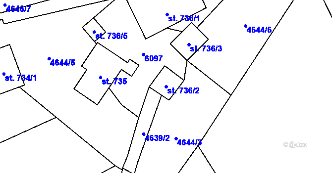 Parcela st. 736/2 v KÚ Horní Bečva, Katastrální mapa