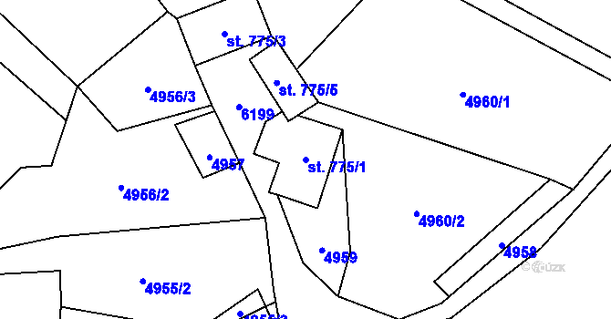 Parcela st. 775/1 v KÚ Horní Bečva, Katastrální mapa