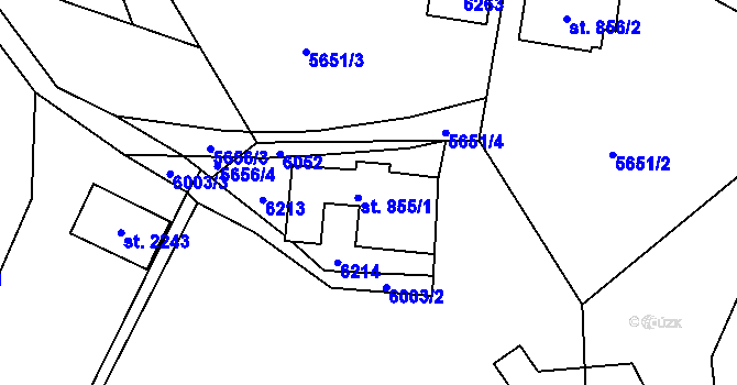 Parcela st. 855/2 v KÚ Horní Bečva, Katastrální mapa