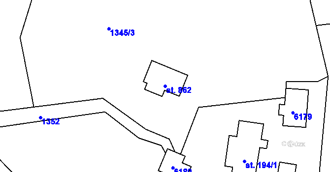 Parcela st. 862 v KÚ Horní Bečva, Katastrální mapa