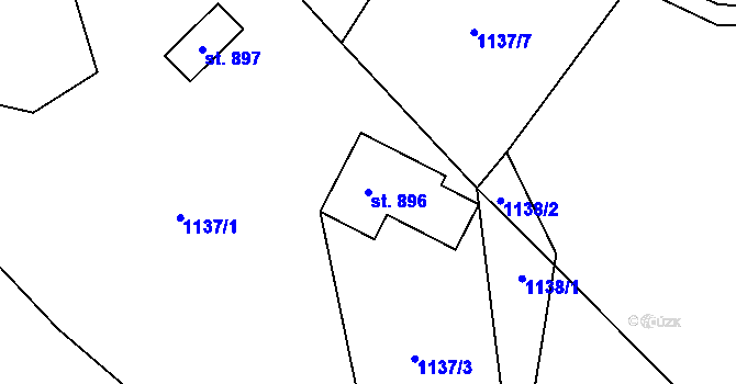 Parcela st. 896 v KÚ Horní Bečva, Katastrální mapa