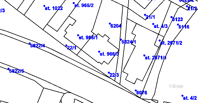 Parcela st. 966/3 v KÚ Horní Bečva, Katastrální mapa