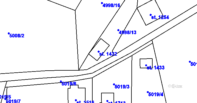 Parcela st. 1432 v KÚ Horní Bečva, Katastrální mapa