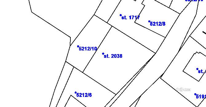 Parcela st. 2038 v KÚ Horní Bečva, Katastrální mapa