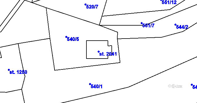 Parcela st. 2041 v KÚ Horní Bečva, Katastrální mapa