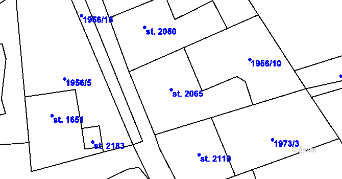 Parcela st. 2065 v KÚ Horní Bečva, Katastrální mapa