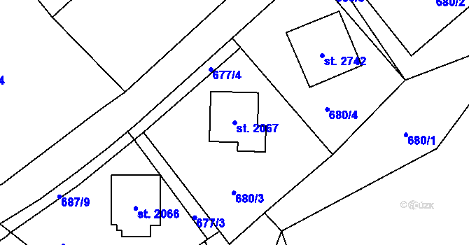 Parcela st. 2067 v KÚ Horní Bečva, Katastrální mapa