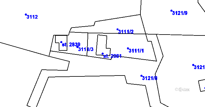 Parcela st. 2081 v KÚ Horní Bečva, Katastrální mapa