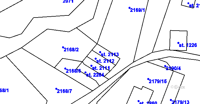 Parcela st. 2113 v KÚ Horní Bečva, Katastrální mapa
