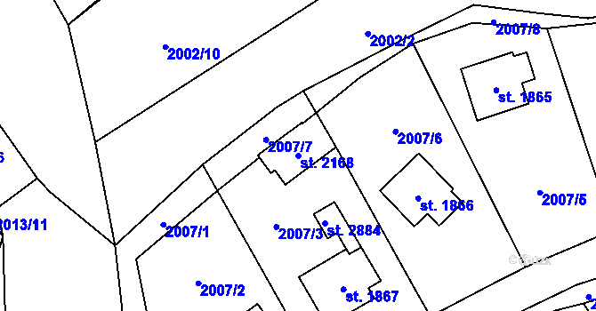 Parcela st. 2168 v KÚ Horní Bečva, Katastrální mapa