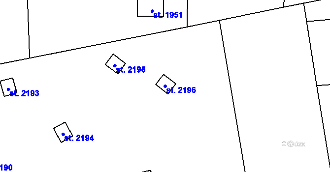 Parcela st. 2196 v KÚ Horní Bečva, Katastrální mapa