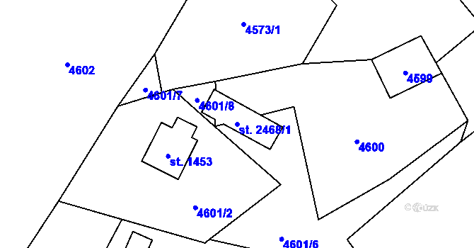 Parcela st. 2468/1 v KÚ Horní Bečva, Katastrální mapa