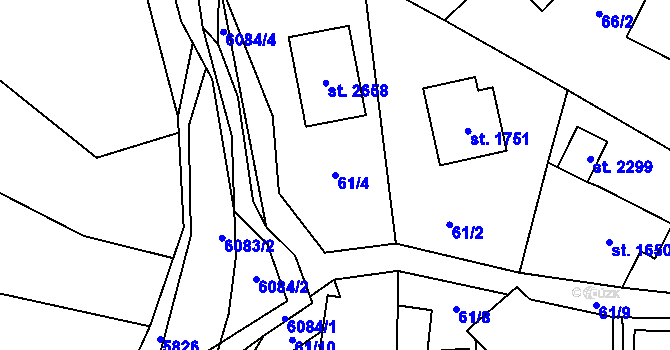 Parcela st. 61/4 v KÚ Horní Bečva, Katastrální mapa