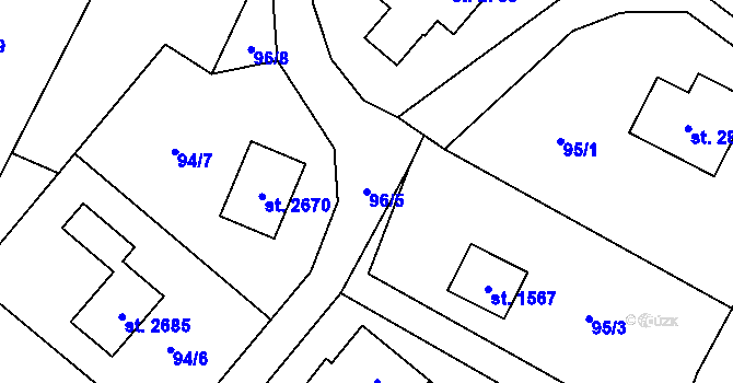 Parcela st. 96/5 v KÚ Horní Bečva, Katastrální mapa