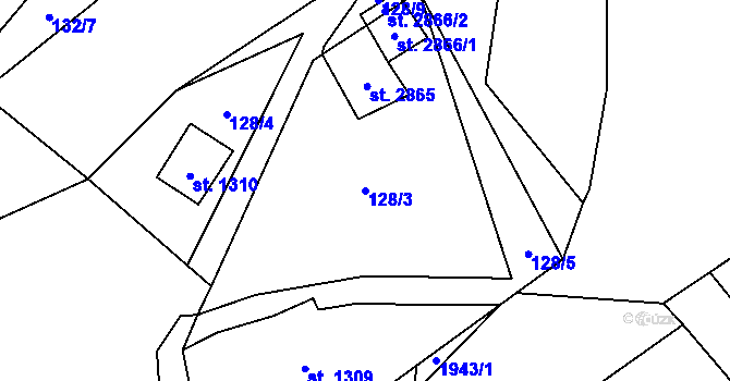 Parcela st. 128/3 v KÚ Horní Bečva, Katastrální mapa