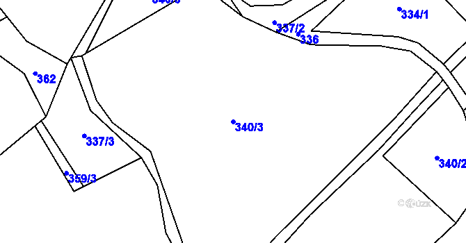 Parcela st. 340/3 v KÚ Horní Bečva, Katastrální mapa