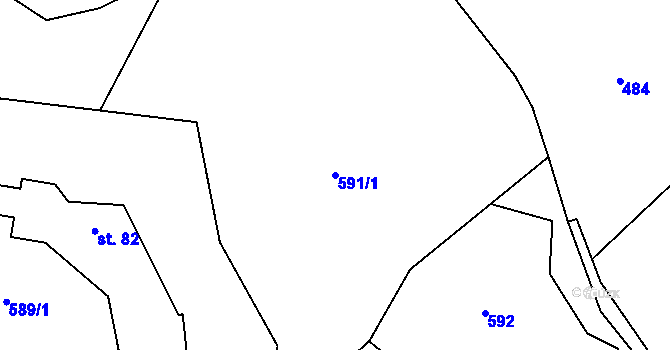 Parcela st. 591/1 v KÚ Horní Bečva, Katastrální mapa