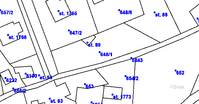 Parcela st. 648/1 v KÚ Horní Bečva, Katastrální mapa