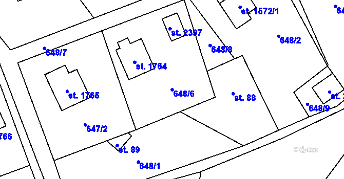 Parcela st. 648/6 v KÚ Horní Bečva, Katastrální mapa