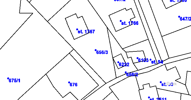 Parcela st. 656/3 v KÚ Horní Bečva, Katastrální mapa