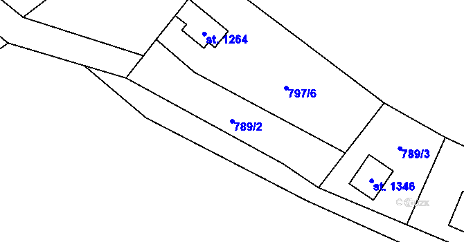 Parcela st. 789/2 v KÚ Horní Bečva, Katastrální mapa