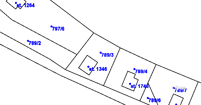 Parcela st. 789/3 v KÚ Horní Bečva, Katastrální mapa